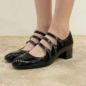 Three Buckle Heeled Mary Janes